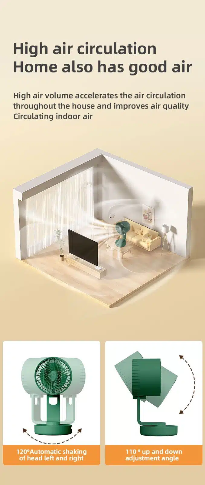 Awei F34 Folding Long Duct Circulator Fan