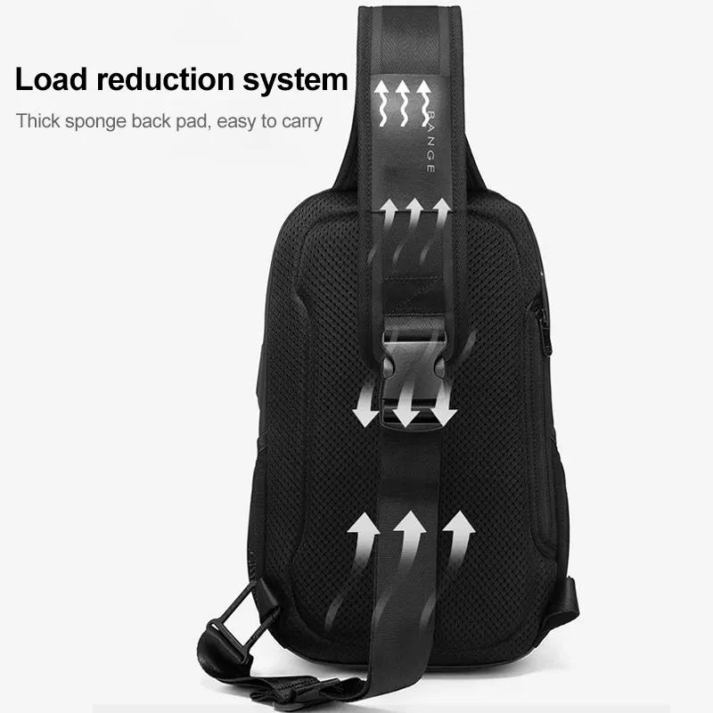 Bange BG-77120 Men Waterproof Crossbody Chest Bag with USB Port
