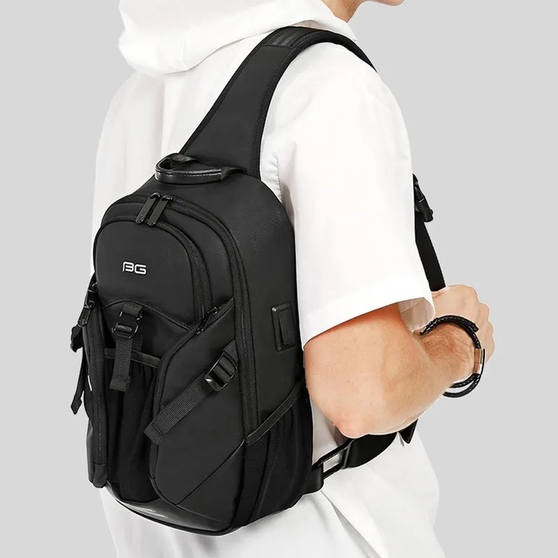 Bange BG-77120 Men Waterproof Crossbody Chest Bag with USB Port