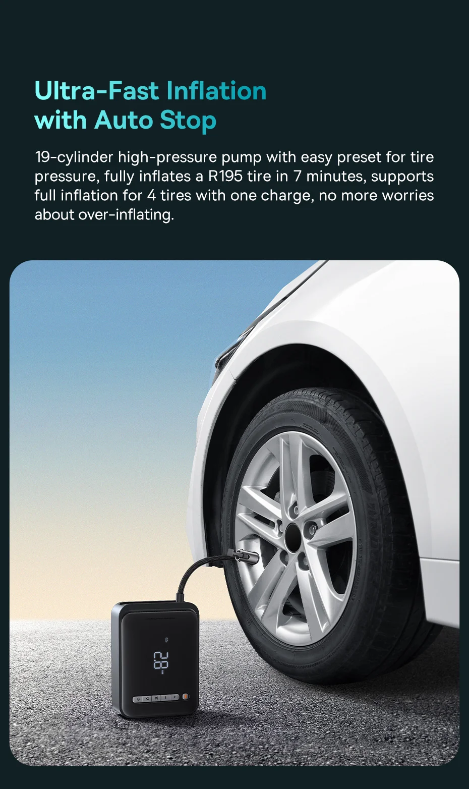 Baseus CGCN000001 Super Energy 2-in-1 Jump Starter 10000mAh 1000A With Tire Inflator