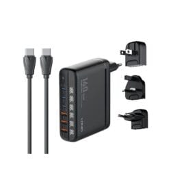 LDNIO A6140C 140W Super Fast Charging 6 USB Ports LED Display GaN Desktop Charger Adapter