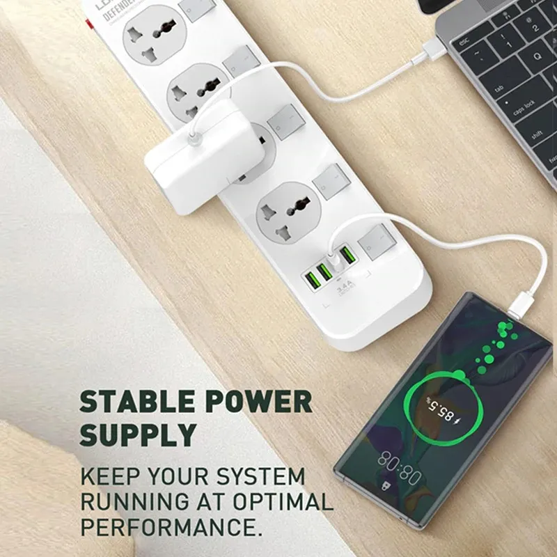 LDNIO SC4408 DEFENDER SERIES 4 Power Socket 4 USB 3.4A 2500W Power Strip