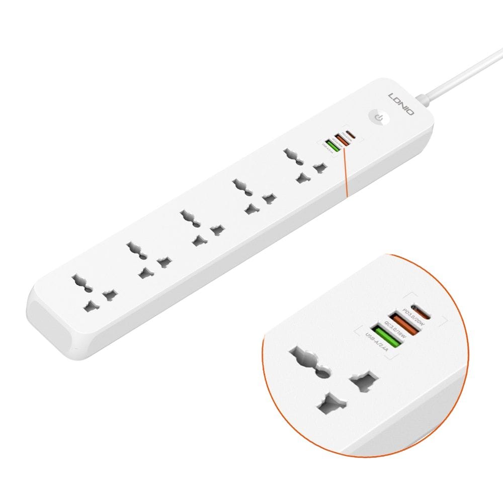 LDNIO SC5319 Power Strip with 5 Sockets & 3-Port USB Charger (11) LDNIO SC5319 Power Strip with 5 Sockets & 3-Port USB Charger