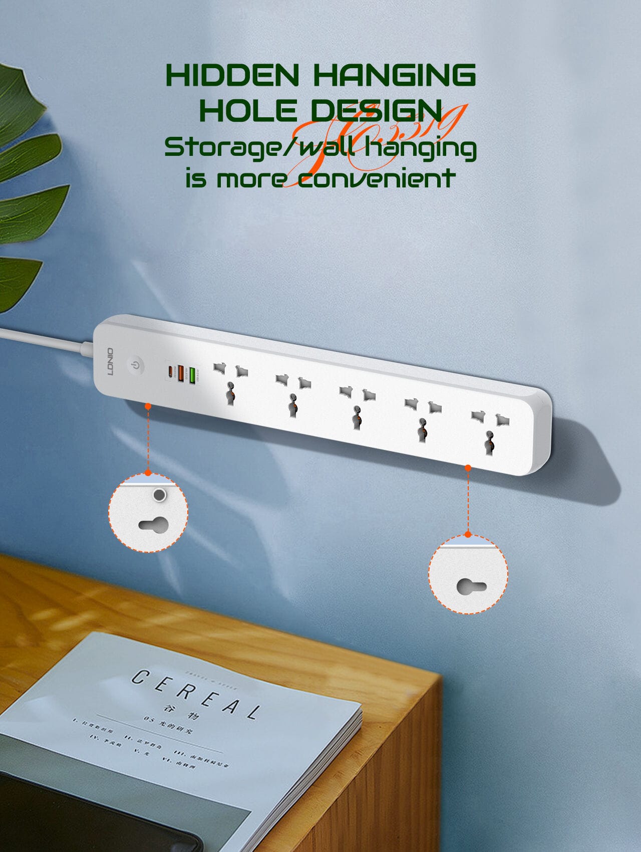 LDNIO SC5319 Power Strip with 5 Sockets & 3-Port USB Charger