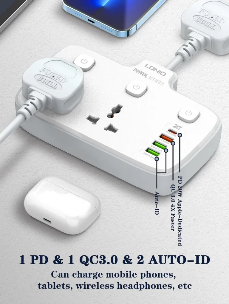 Ldnio SC2413 PD & QC3.0 2 Universal Outlets Power Socket 