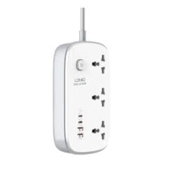 Ldnio SC3416 Power Strip 65W 3 Sockets With 4 Port Charger