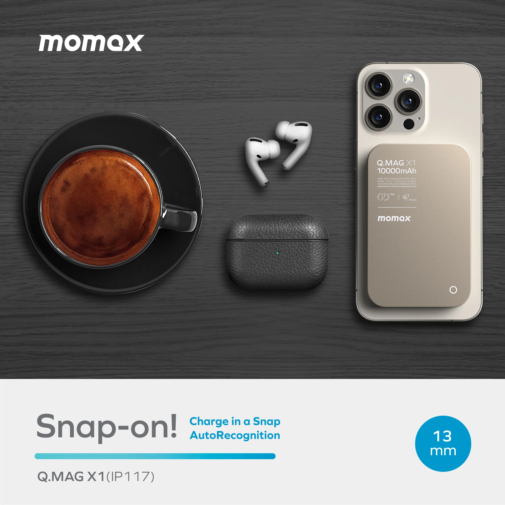 Momax Q.Mag X1 Magnetic Wireless Power Bank (10000mAh) (2)