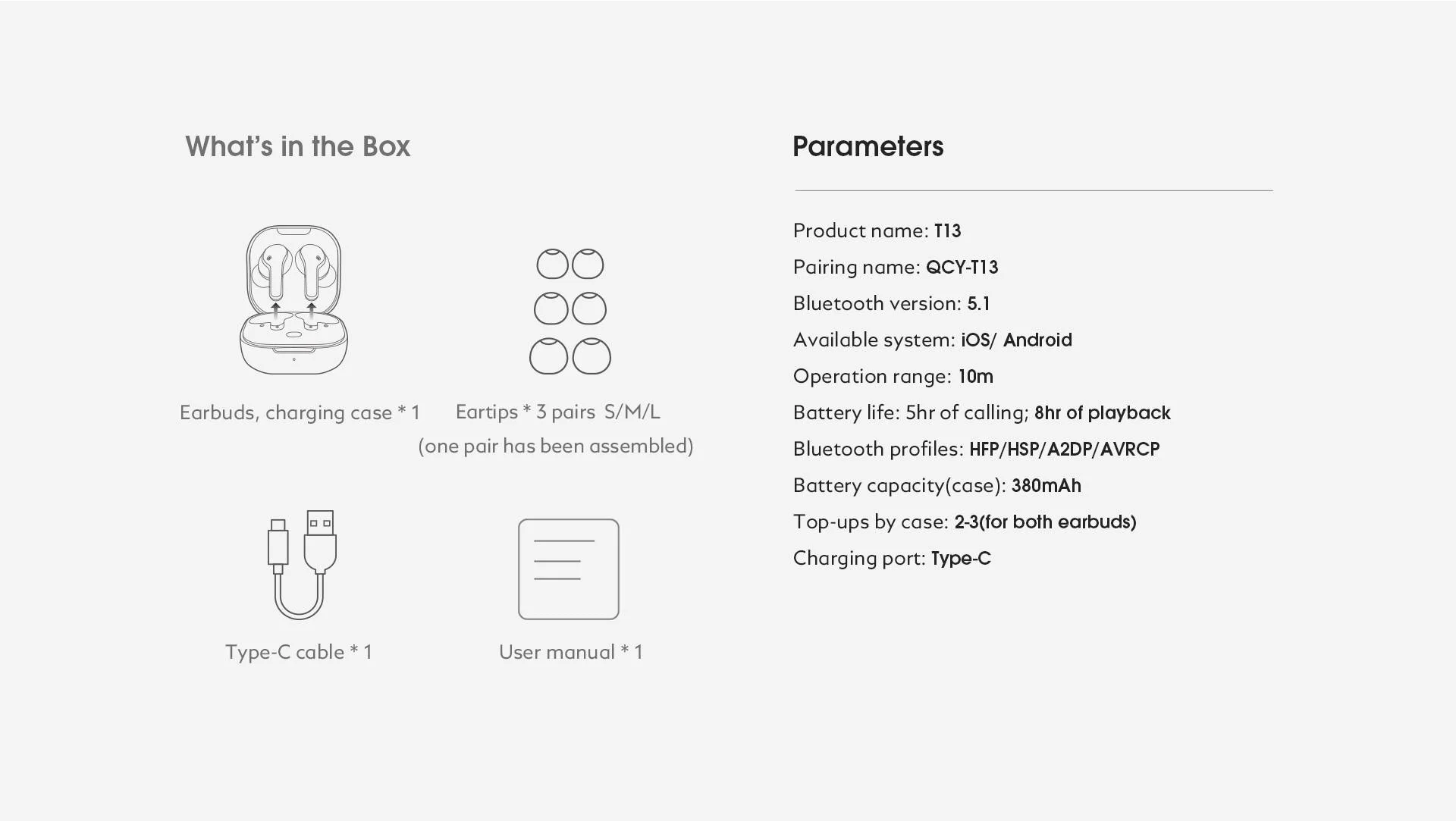 QCY T13 ENC Wireless Earphones