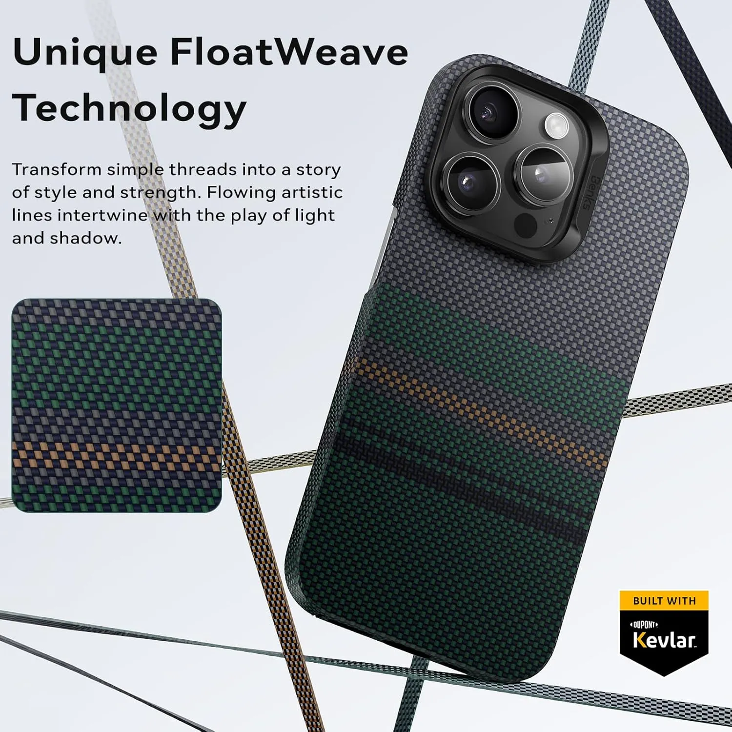 Benks Aurora ArmorAir Case Built with Kevlar® for iPhone 15 Pro 15 Pro Max