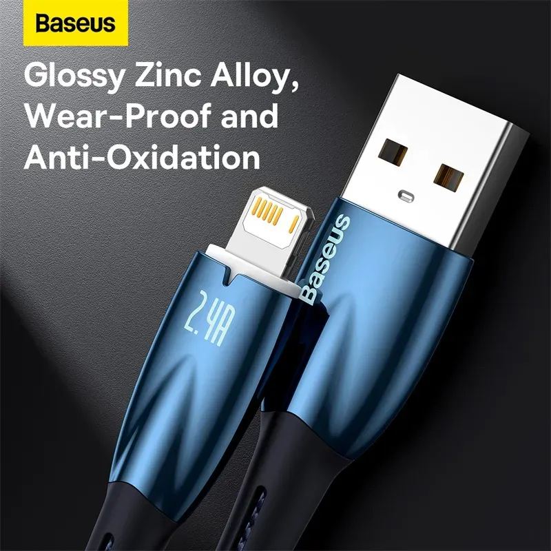 Baseus Glimmer Series Fast Charging Data Cable USB to iP 2.4A 1m Black (CADH000201)