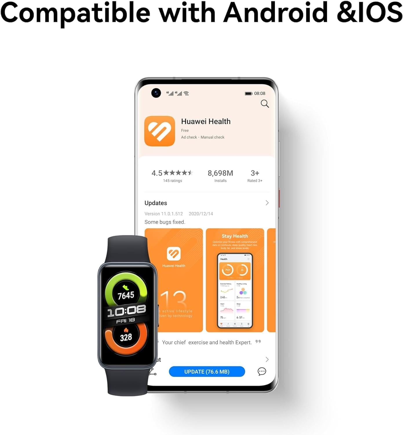 HUAWEI Band 8 AMOLED Display Fitness Tracker Smart Band