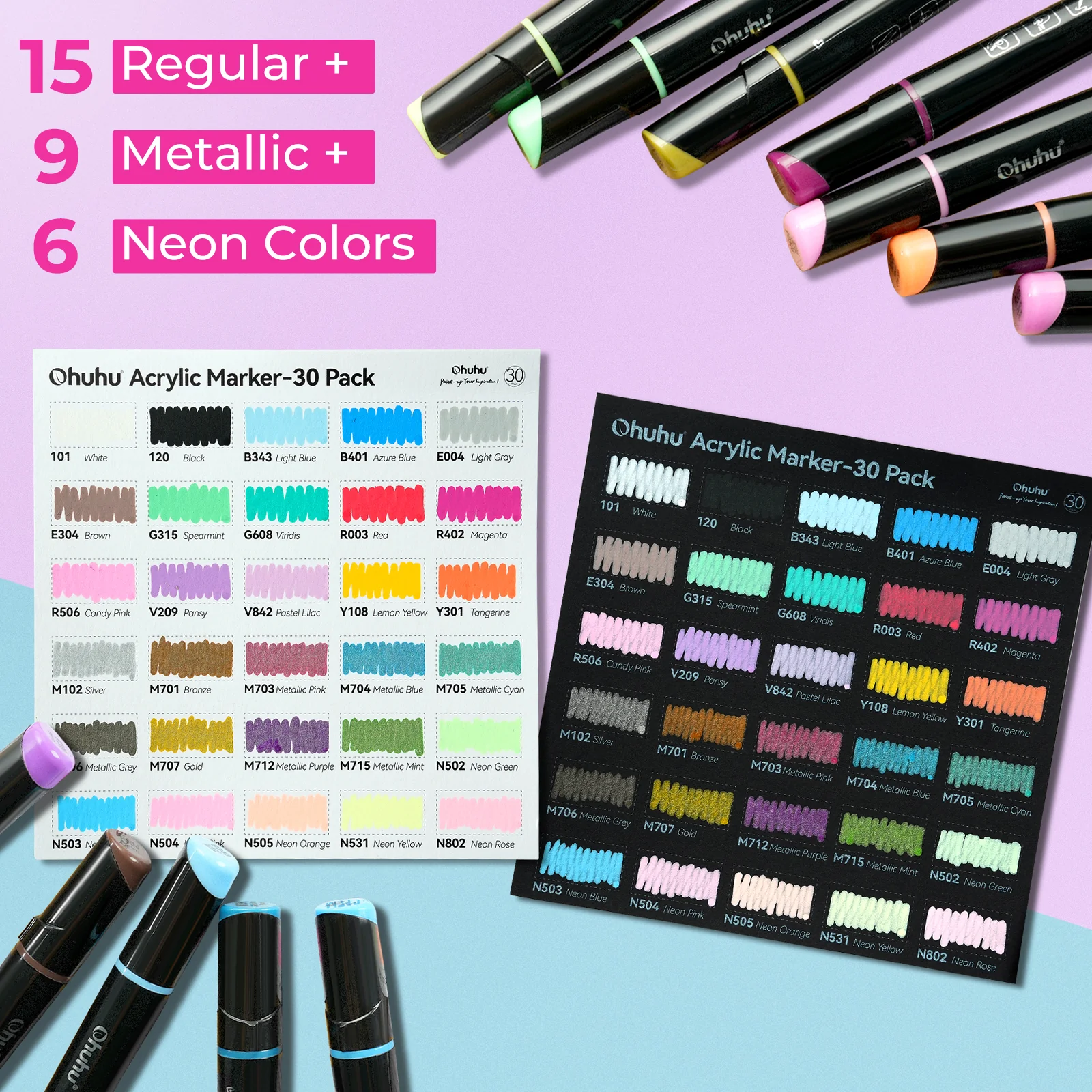 Ohuhu Dual Nib Waterproof Acrylic Pen 30 Colors