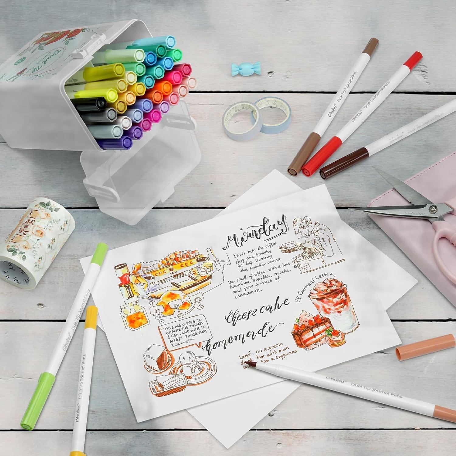 Ohuhu Dual Tips Journal Pens (40 Colors)