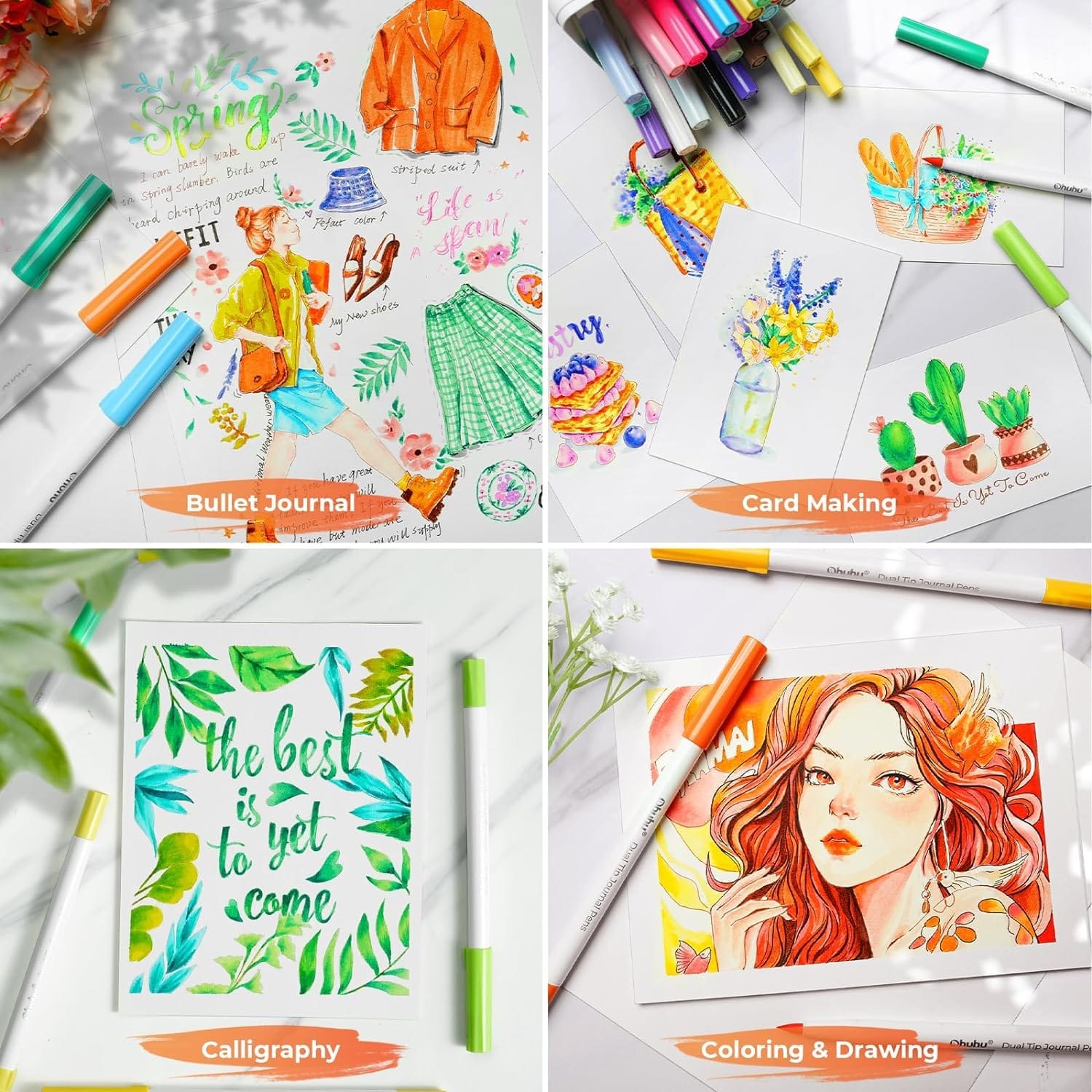 Ohuhu Dual Tips Journal Pens (40 Colors)