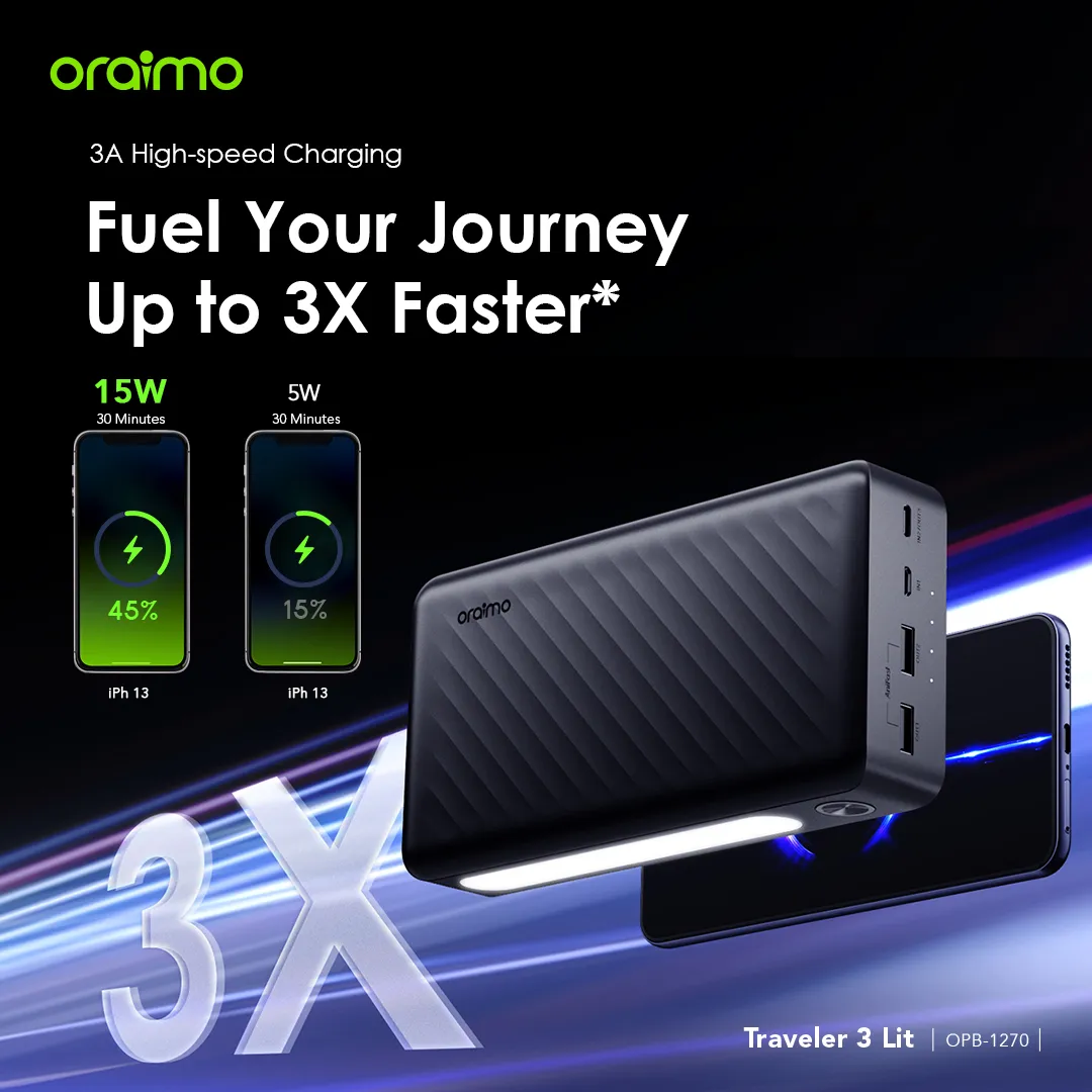 Oraimo Traveler 3 Lit 27000mAh 15W Power Bank (OPB-1270)