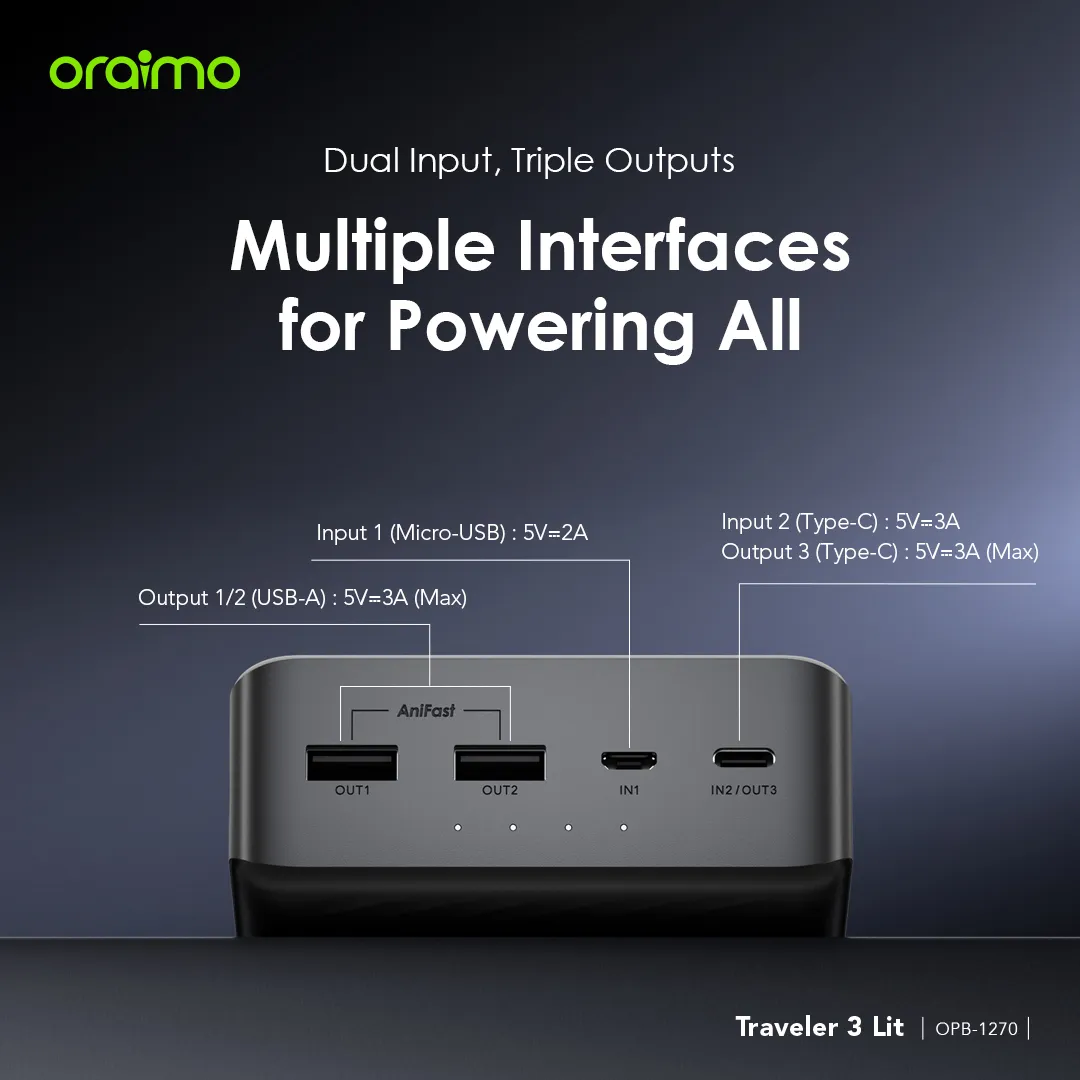 Oraimo Traveler 3 Lit 27000mAh 15W Power Bank (OPB-1270)