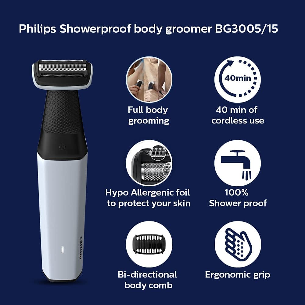PHILIPS BG300515 Cordless Bodygroomer Full Body Hair Shaver and Trimmer