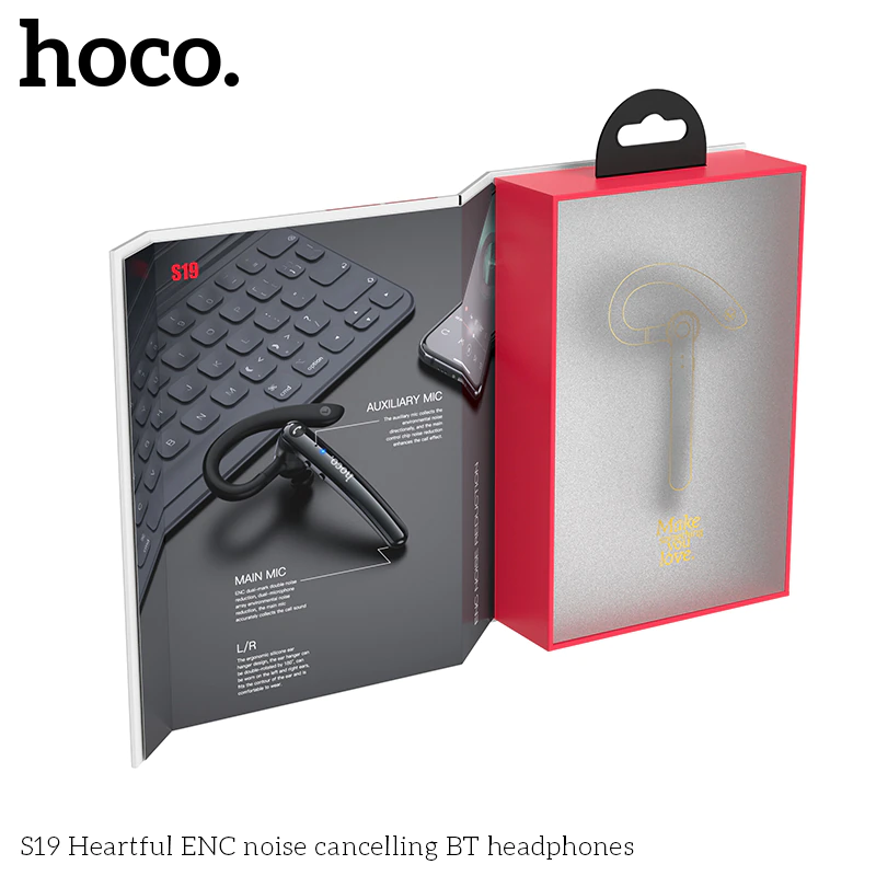 HOCO S19 ENC Noise Reduction Bluetooth Single Earphone