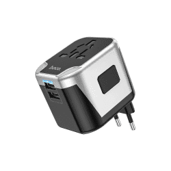 Hoco AC5 2USB+1Socket Universal Travel Adapter