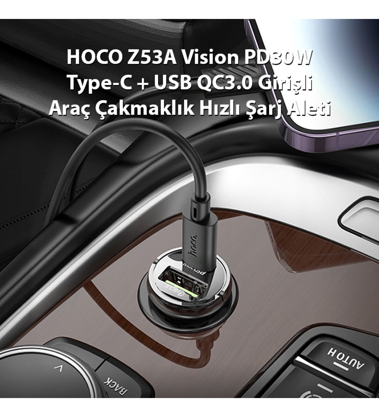 Hoco Z53A 30W Car Charger with Type-C Cable