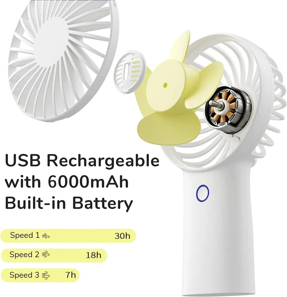 JISULIFE F2D Handheld Portable Hand Held Fan 6000mAh