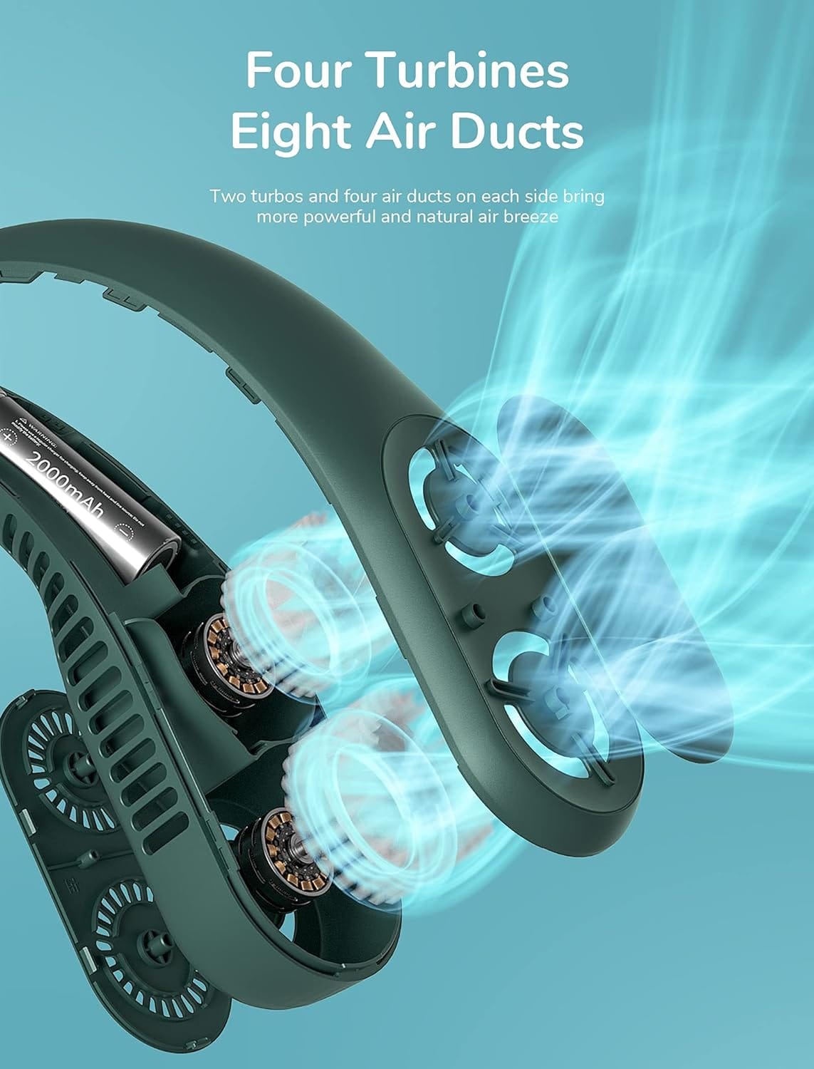 JISULIFE FA12R Bladeless Neck Cooler-Upgraded Version 4000mAh