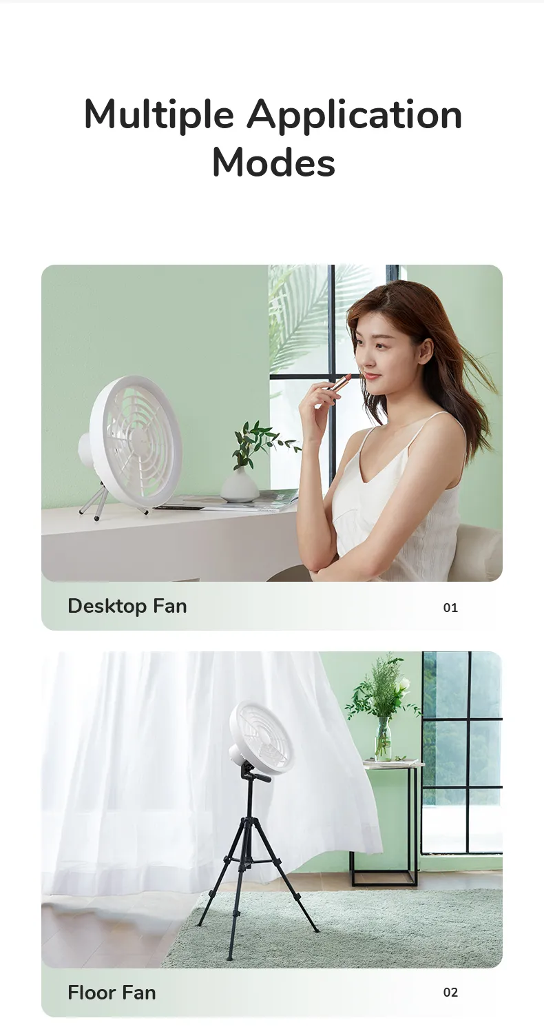 JISULIFE FA17 Outdoor LED Ceiling Fan with Big Tripod Stand