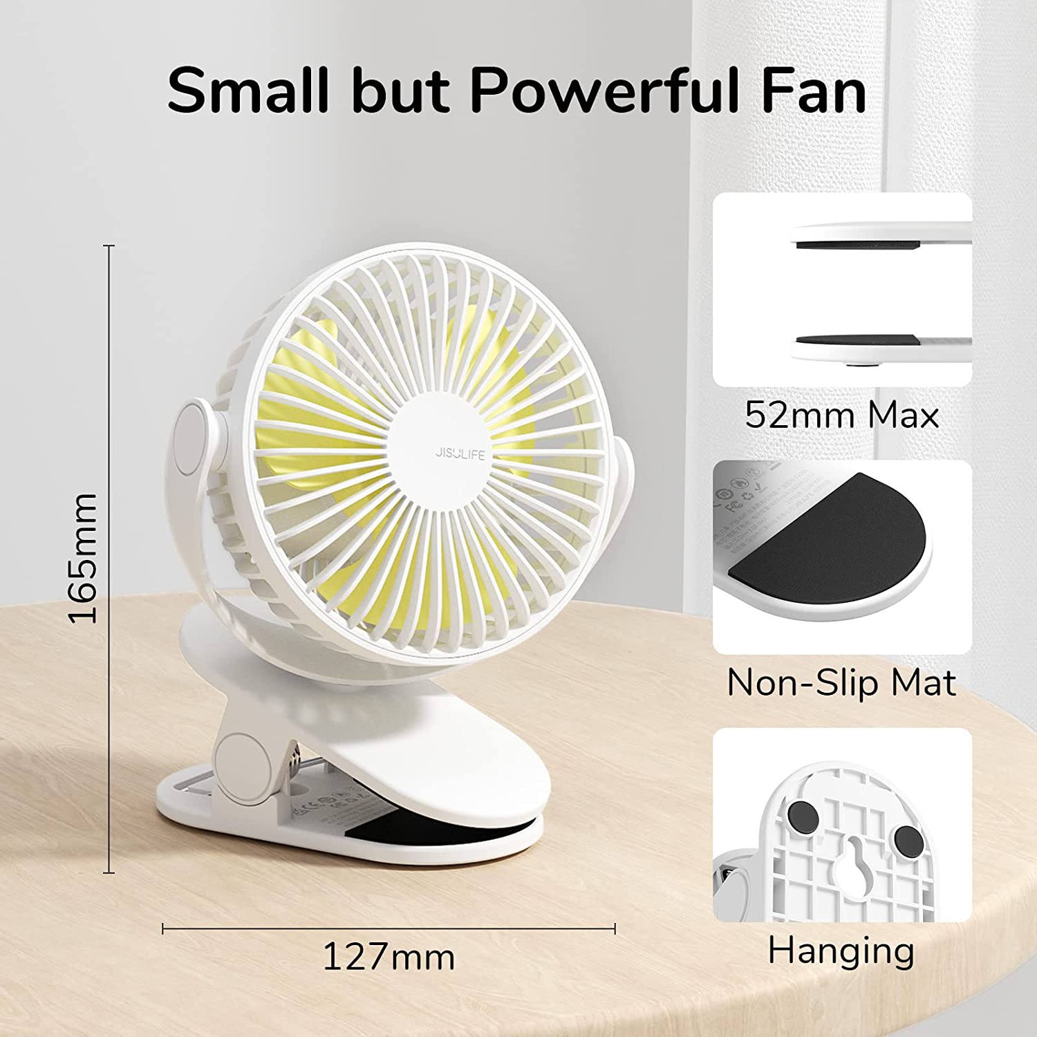 JISULIFE FA18S Portable Clip Fan USB Rechargeable With 4000mAh Battery