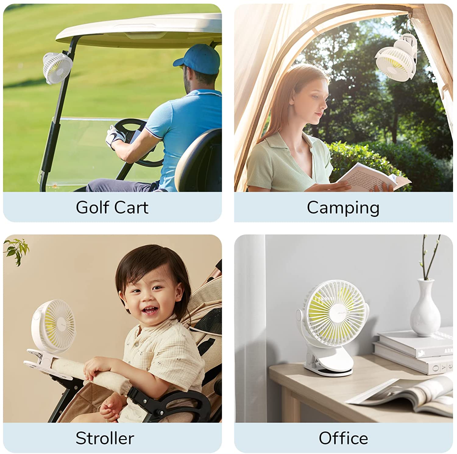 JISULIFE FA18S Portable Clip Fan USB Rechargeable With 4000mAh Battery