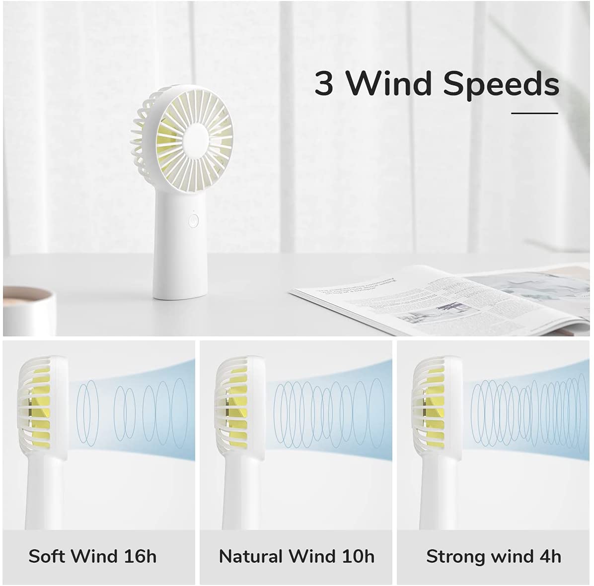 JISULIFE Fa20X Handheld Portable Hand Held Fan 4000mAh