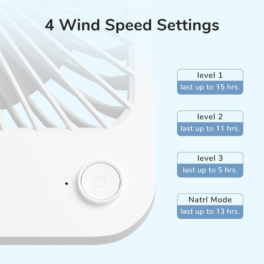 JISULIFE Fa26 4500mAh Rechargeable Ultra Thin Desktop Fan