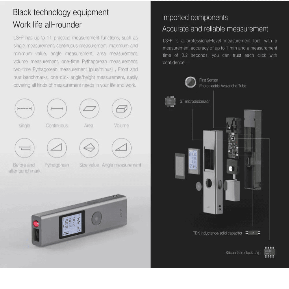 Xiaomi ATuMan DUKA LS-P Rechargeable Digital Laser Rangefinder Distance Meter (4)