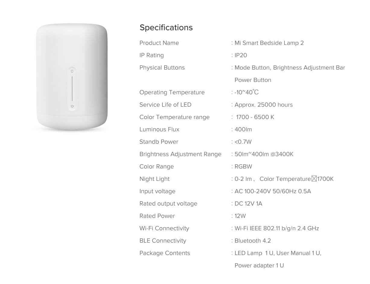 Xiaomi Mi Bedside Lamp 2 Smart LED Night Light