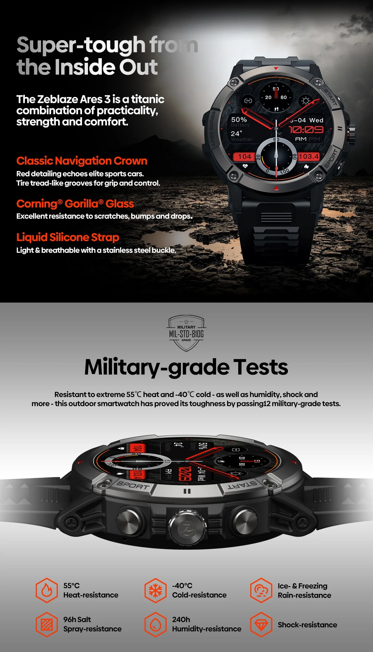 Zeblaze Ares 3 Rugged Bluetooth Calling Smart Watch