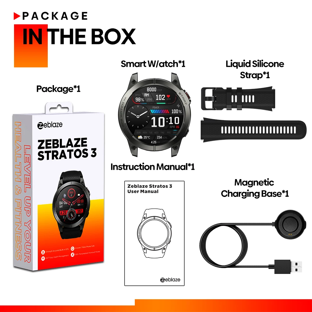 Zeblaze Stratos 3 GPS Smart Watch AMOLED Display