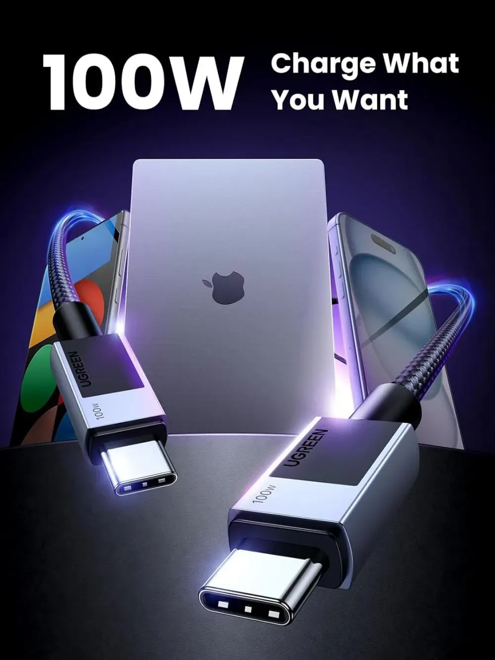 UGREEN 100W USB-C to Type C Cable USB2.0 Aluminum Braided Cable