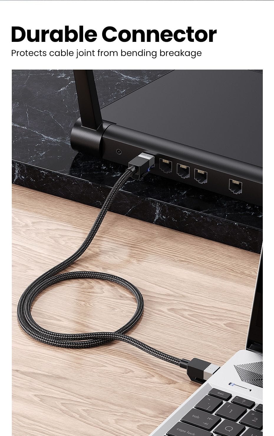 UGREEN Ethernet Cable CAT8 40Gbps 2000MHz Nylon Braided RJ45 Cable