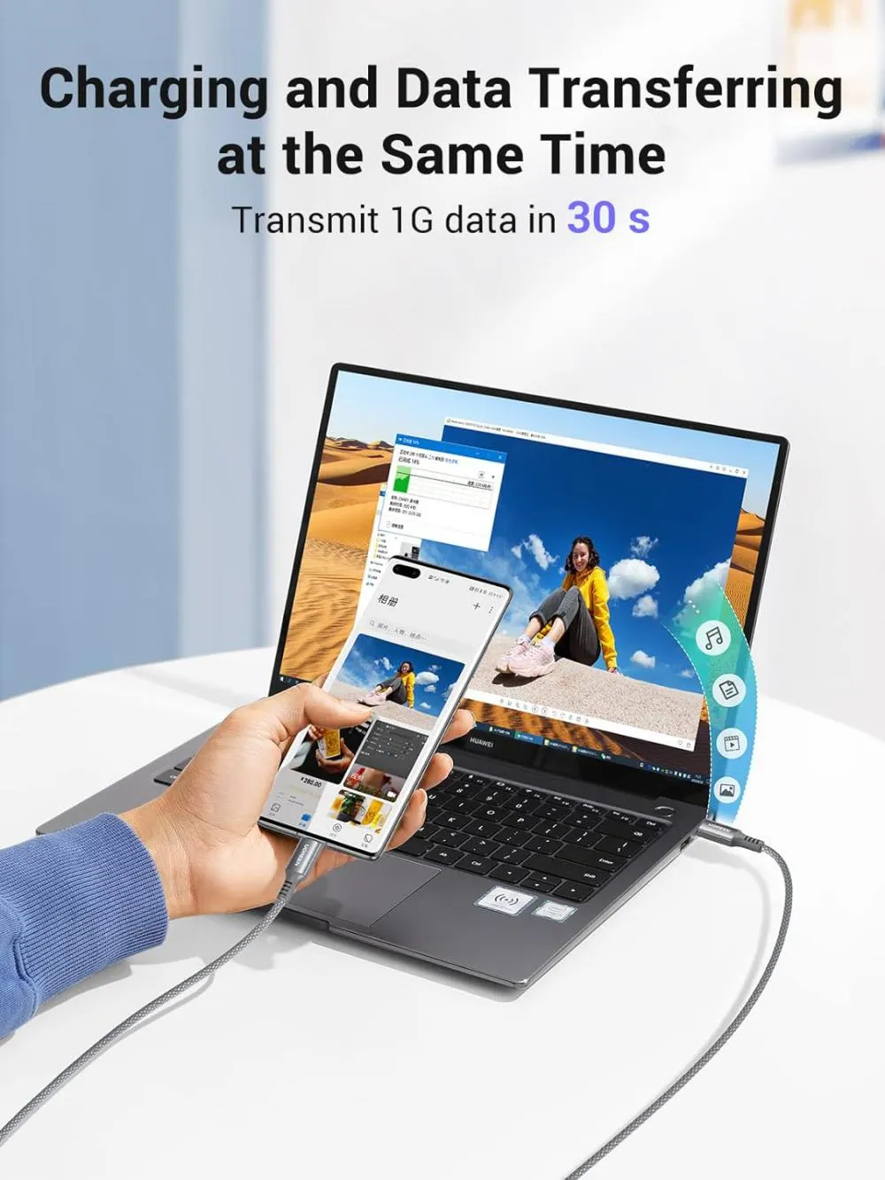 UGREEN USB C to USB C 100W PD Fast Charging Silicone and Nylon Braided Cable