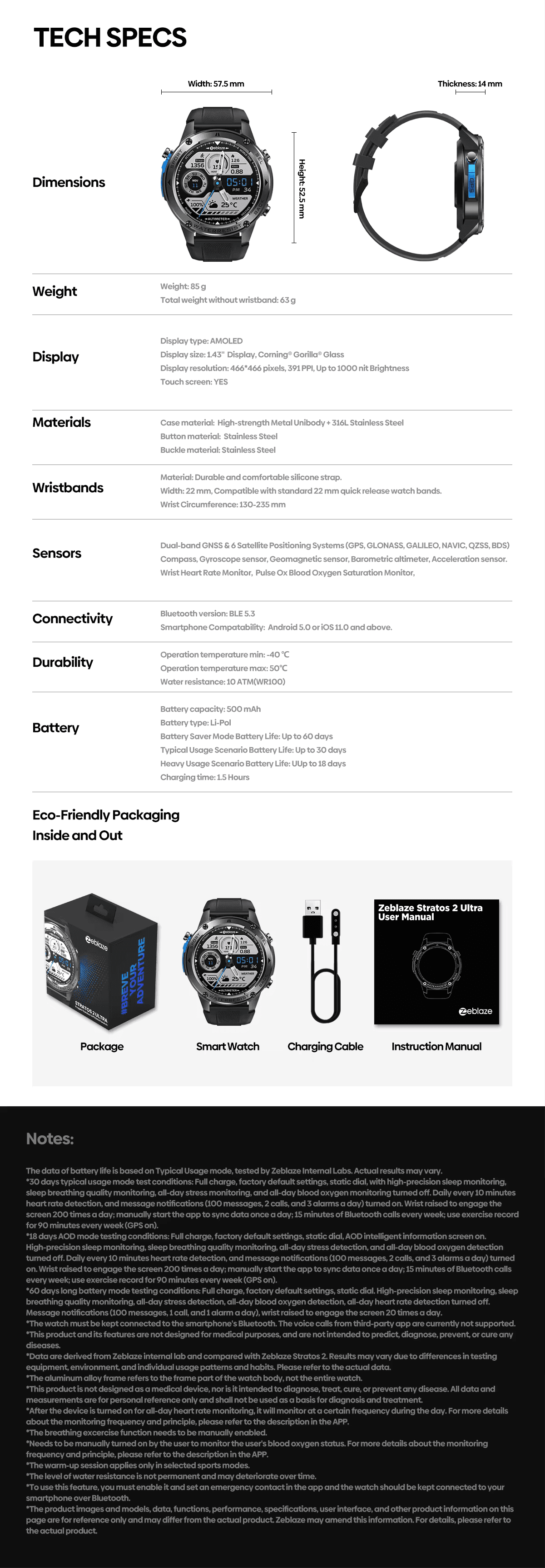 Zeblaze Stratos 2 Ultra Rugged Outdoor GPS Smart Watch