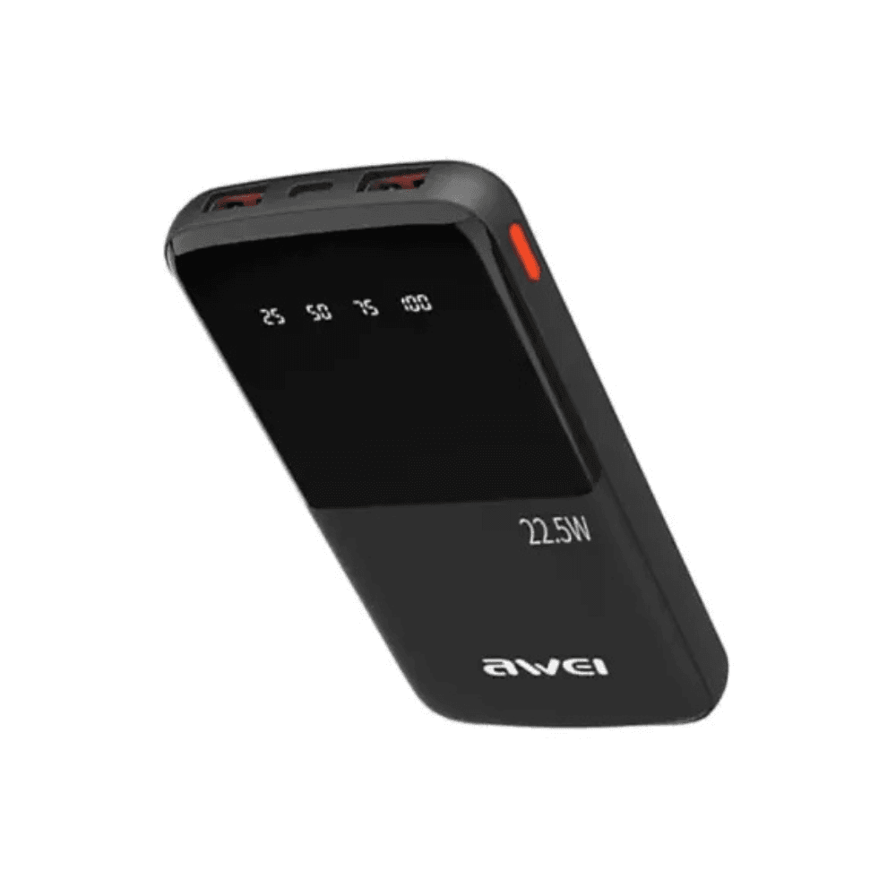 Awei P10K 10000mah 22.5W Fast Charging Digital Display Power Bank (1) Awei P10K 10000mah 22.5W Fast Charging Digital Display Power Bank