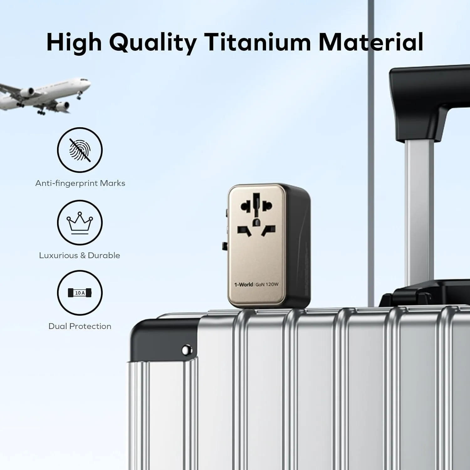 Momax 1-World 120W GaN Universal 4-Ports Travel Charger with 100W USB-C to USB-C Cable