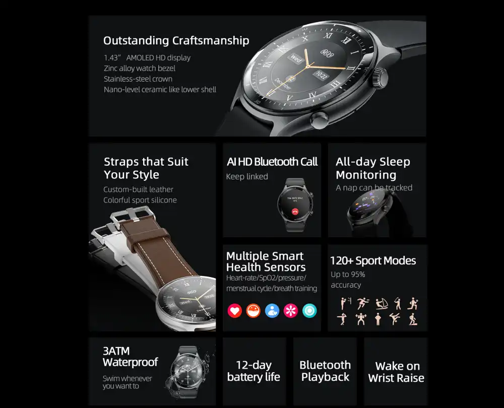 QCY Active GT 3 ATM Waterproof Bluetooth Calling Smart Watch