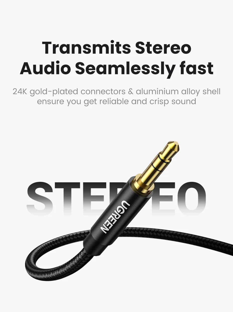 UGREEN AV112 (10694) 3.5mm Male To Male Round Cable – 3M