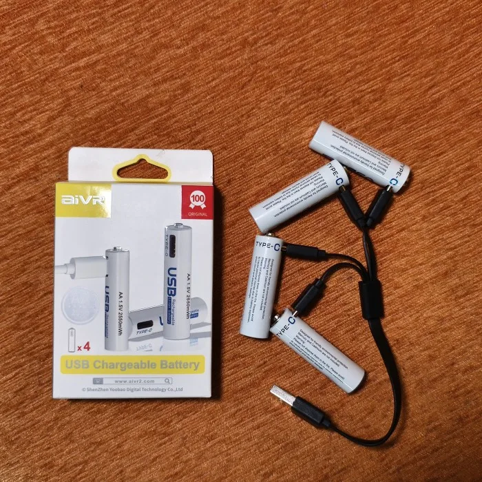 AiVR USB Rechargeable Batteries Type-C Battery AAA / AA (4 pcs)