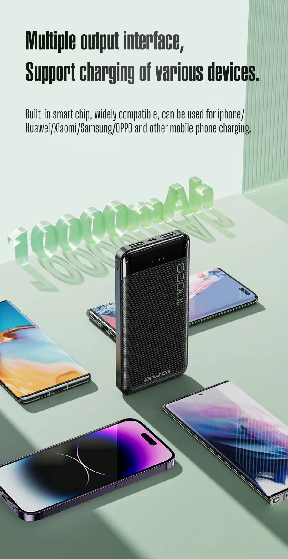 Awei P37K 10000mAh 2.1A Fast Charging Power Bank