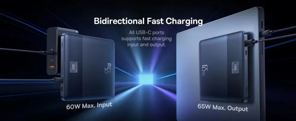 Baseus Blade 2 Smart Power Bank 65W 12000mAh with 100W USB-C to USB-C Cable