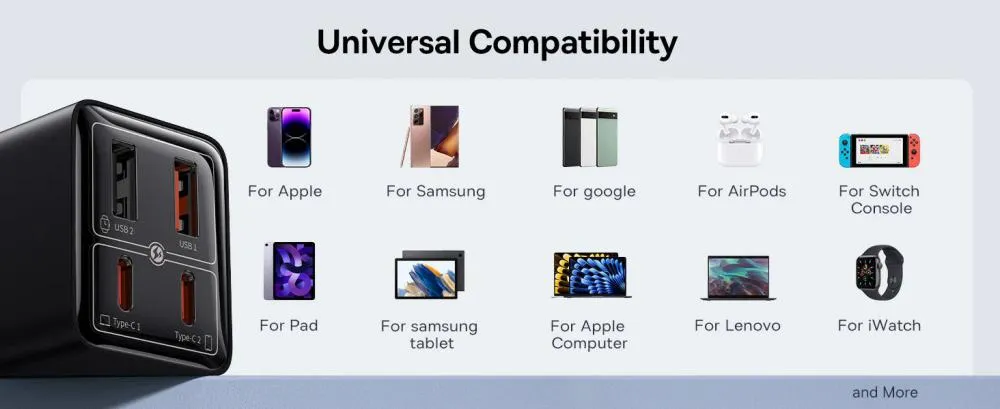 Baseus GaN6 Pro 4 Ports Fast Charger 65W 2x USB-A 2X Type-C