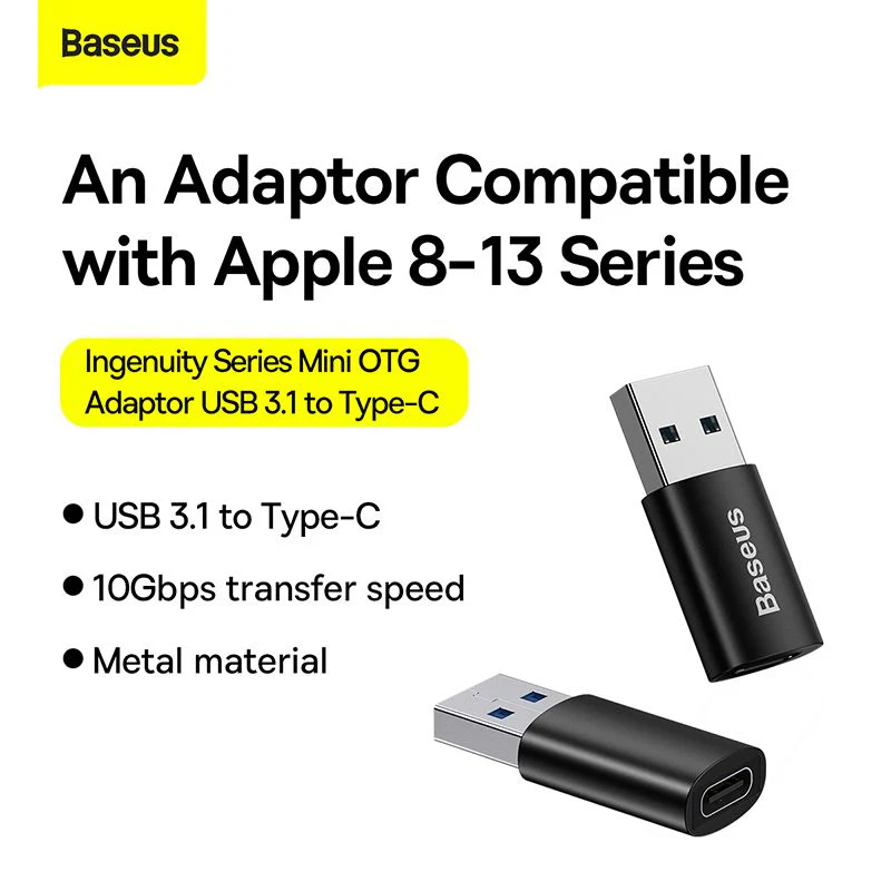 Baseus Ingenuity Series USB To Type C OTG Adapter (ZJJQ000101) (1)