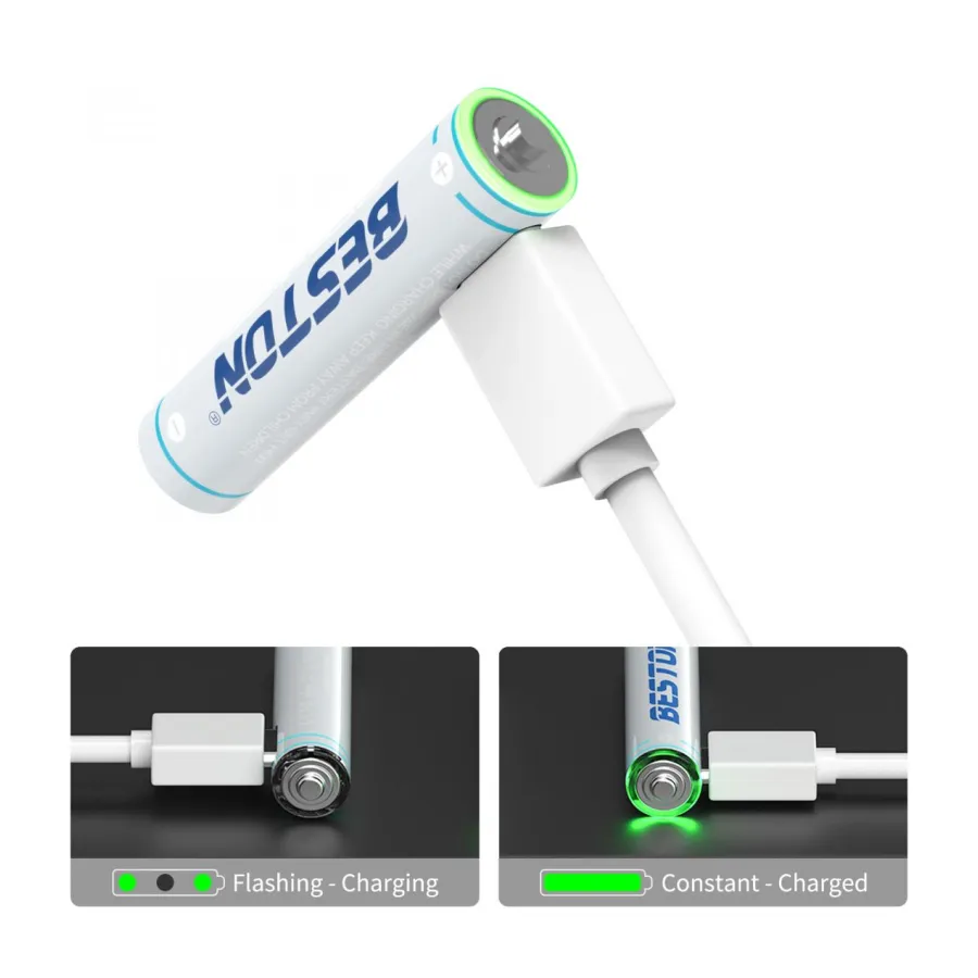Beston AAA Lithium Rechargeable Battery Type-C Charging Port (4Pcs Pack)