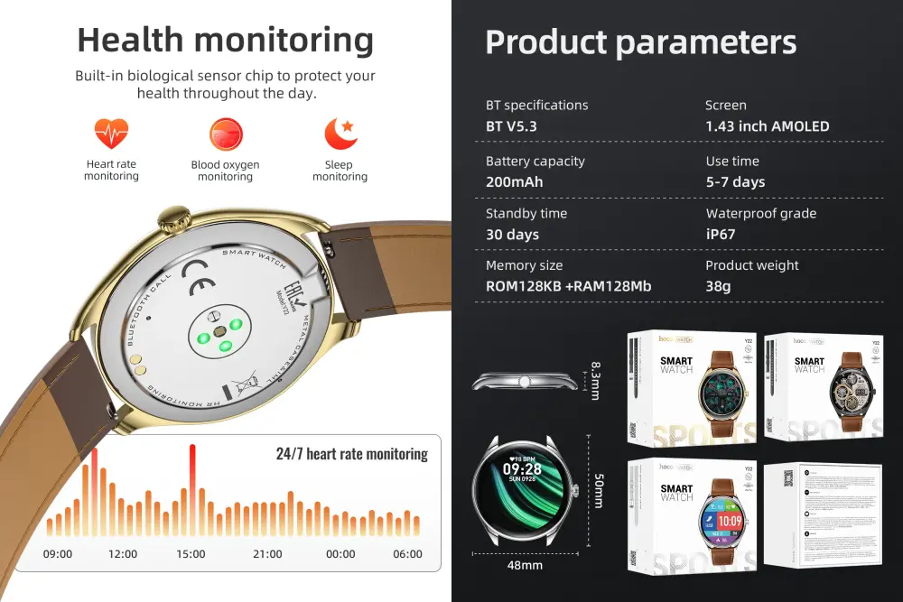 HOCO Y22 AMOLED Bluetooth Sports Smart Watch (3)